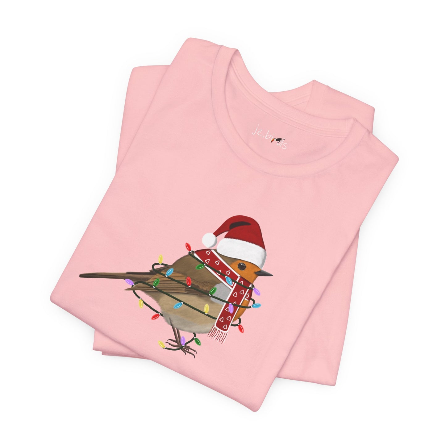 European Robin with Fairy Lights Christmas Bird T-Shirt