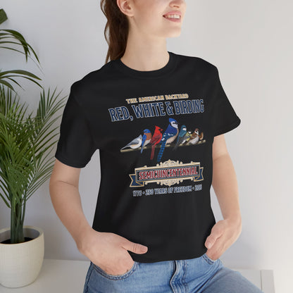 Red, White & Birding Vintage T-Shirt | US 250th Anniversary Backyard Birds