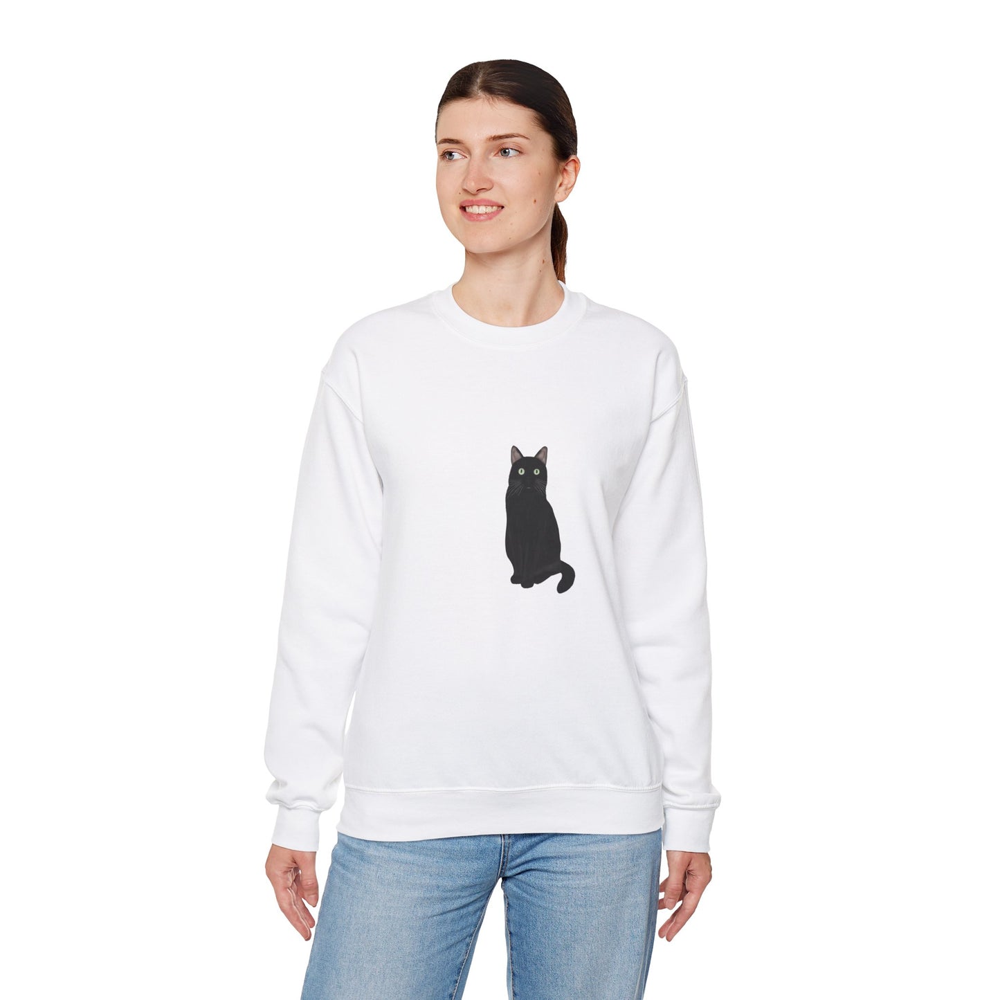 Black Cat with Heart Cat Lover Valentine's Day Sweatshirt