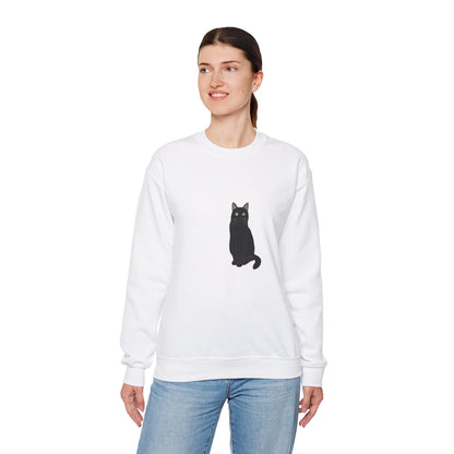 Black Cat with Heart Cat Lover Valentine's Day Sweatshirt