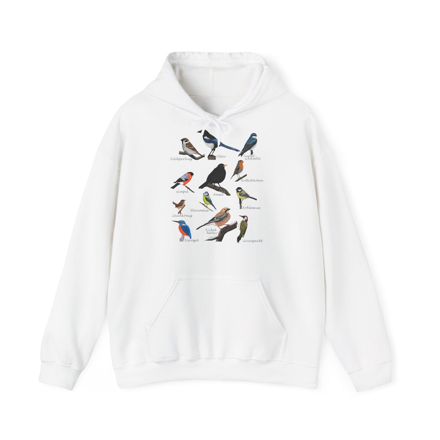 Gartenvögel Vogel Hoodie - Amsel Rotkehlchen Blaumeise Kapuzenpullover für Vogelbeobachter & Naturliebhaber mit Vogelmotiv
