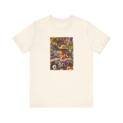 Robin Rosi Watering Flowers T-Shirt for Bird Lovers