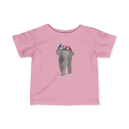 Elephant with Blue Jay Bluebird Caridnal Tree Swallow Bird Baby & Toddler T-Shirt