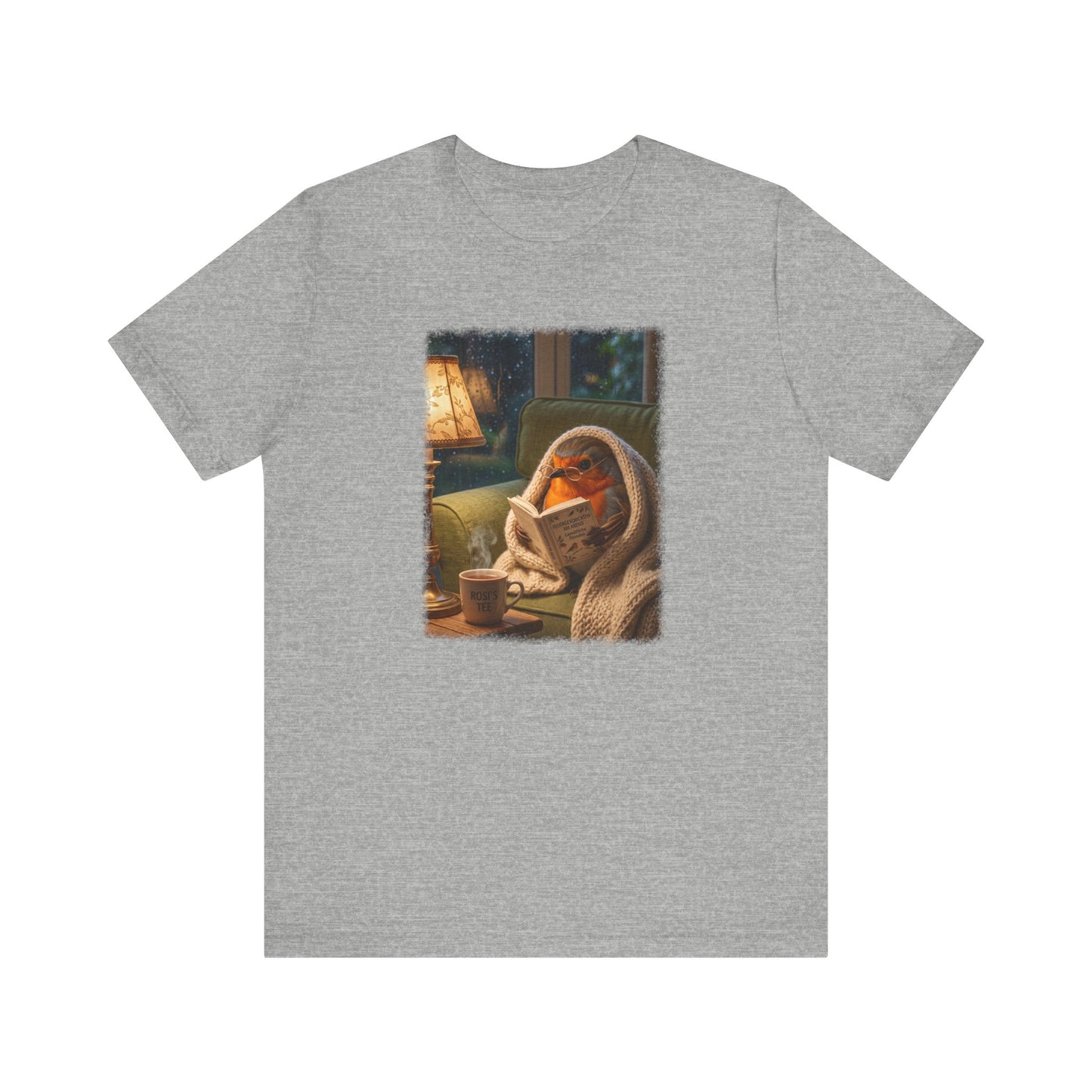 Gemütliches Rotkehlchen T-Shirt mit Lese-Motiv | Süßes Vogel-Shirt für Buchliebhaber & Cozy Vibes