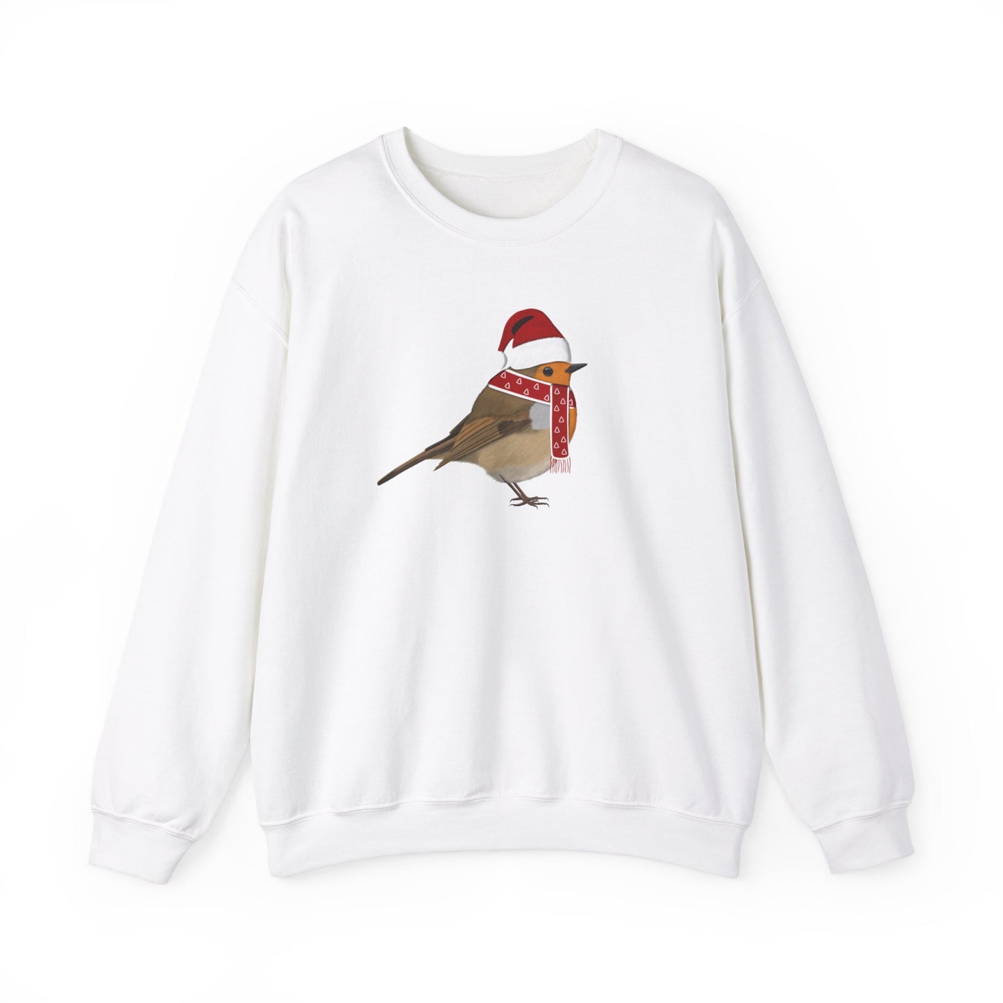 European Robin with Christmas Hat Bird Birdwatcher Sweatshirt