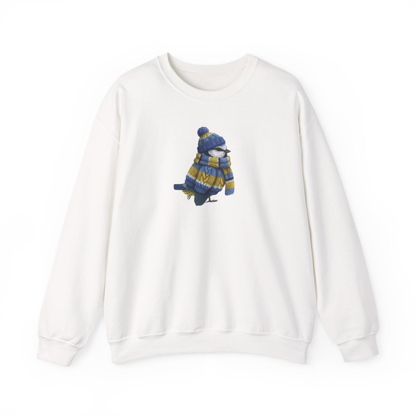 Blue Titmouse Winter Sweatshirt | Bird Watcher Crewneck | Unisex Songbirds Wearing Knit Gift for Bird Lovers
