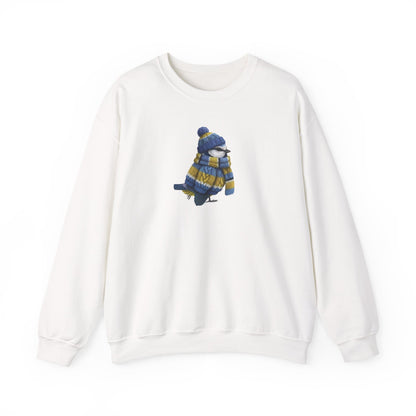 Blue Titmouse Winter Sweatshirt | Bird Watcher Crewneck | Unisex Songbirds Wearing Knit Gift for Bird Lovers