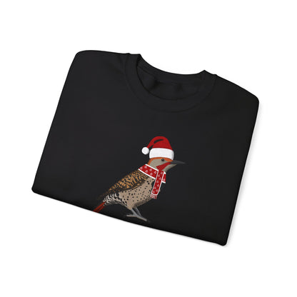 Northern Flicker with Christmas Hat Bird Birdwatcher Sweatshirt