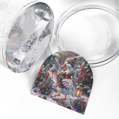 Goose Christmas Snow Globe – Tangled Lights Winter Bird Art