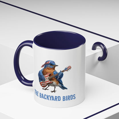 Bassbird Bassist Mug – Patriotic Eastern Bluebird Gift – Funny Bass Guitar Player Cup – USA Flag & Music Lover Present