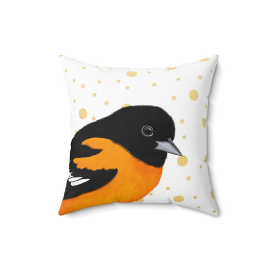 Baltimore Oriole Golden Dots Birdlover Bird Throw Pillow 16"x16" White