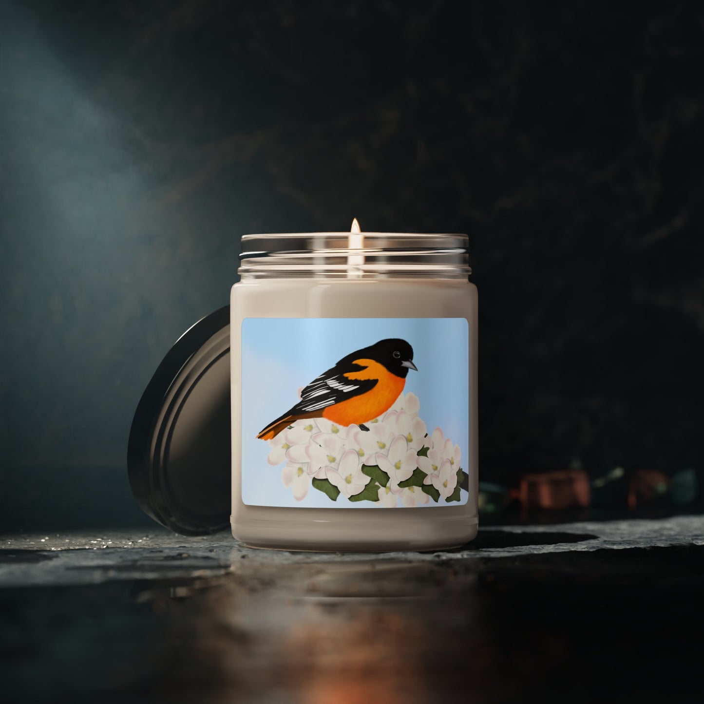 Baltimore Oriole Bird Art Scented Soy Candle, 9oz