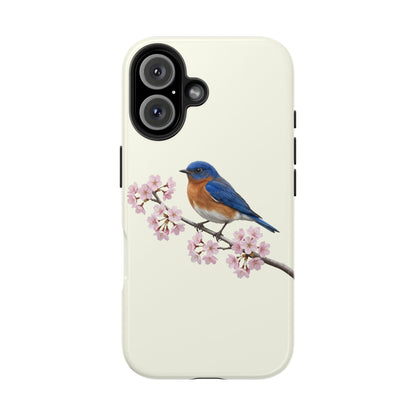Bluebird & Cherry Blossom Tough iPhone Case Creamy White