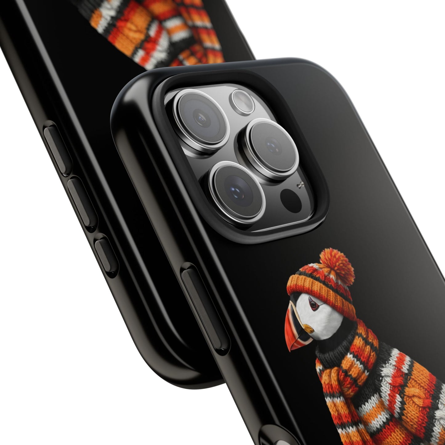 鳥のアートが描かれたパフィンの二層式iPhoneケース – 鳥類学者や鳥愛好家へのプレゼントに最適