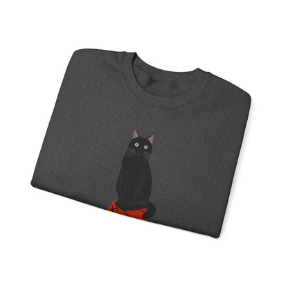 Black Cat with Basketball Cat Lover Sweatshirt