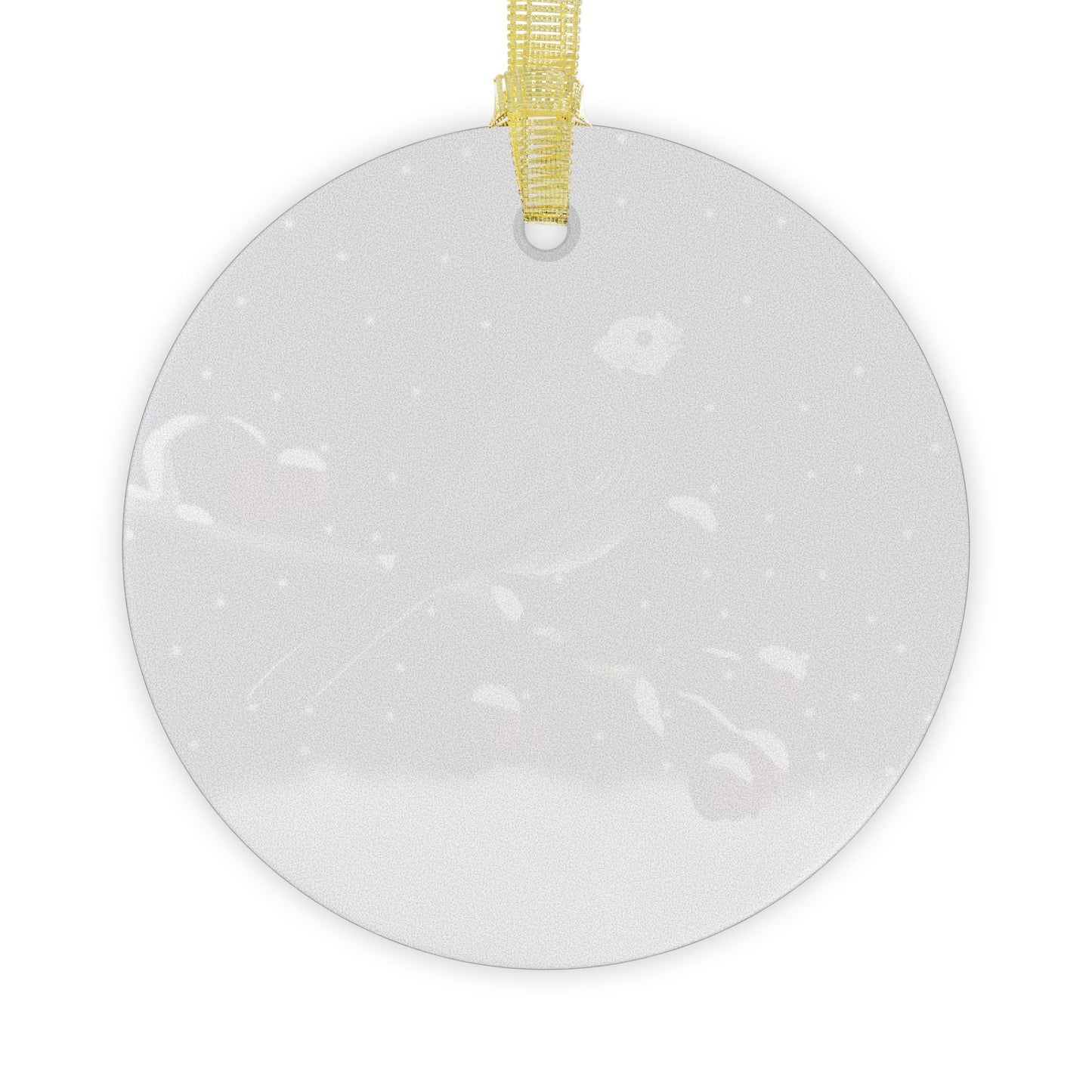 White Wagtail on a Winter Branch Christmas Bird Glass Ornament