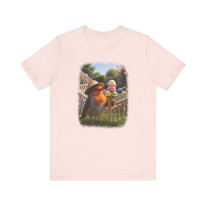 Robin Rosi Ice Cream in the Garden Premium T-Shirt for Bird Lovers