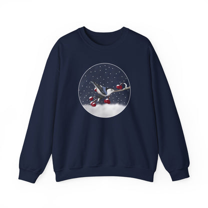 Nuthatch on a Winter Branch Christmas Bird Sweatshirt