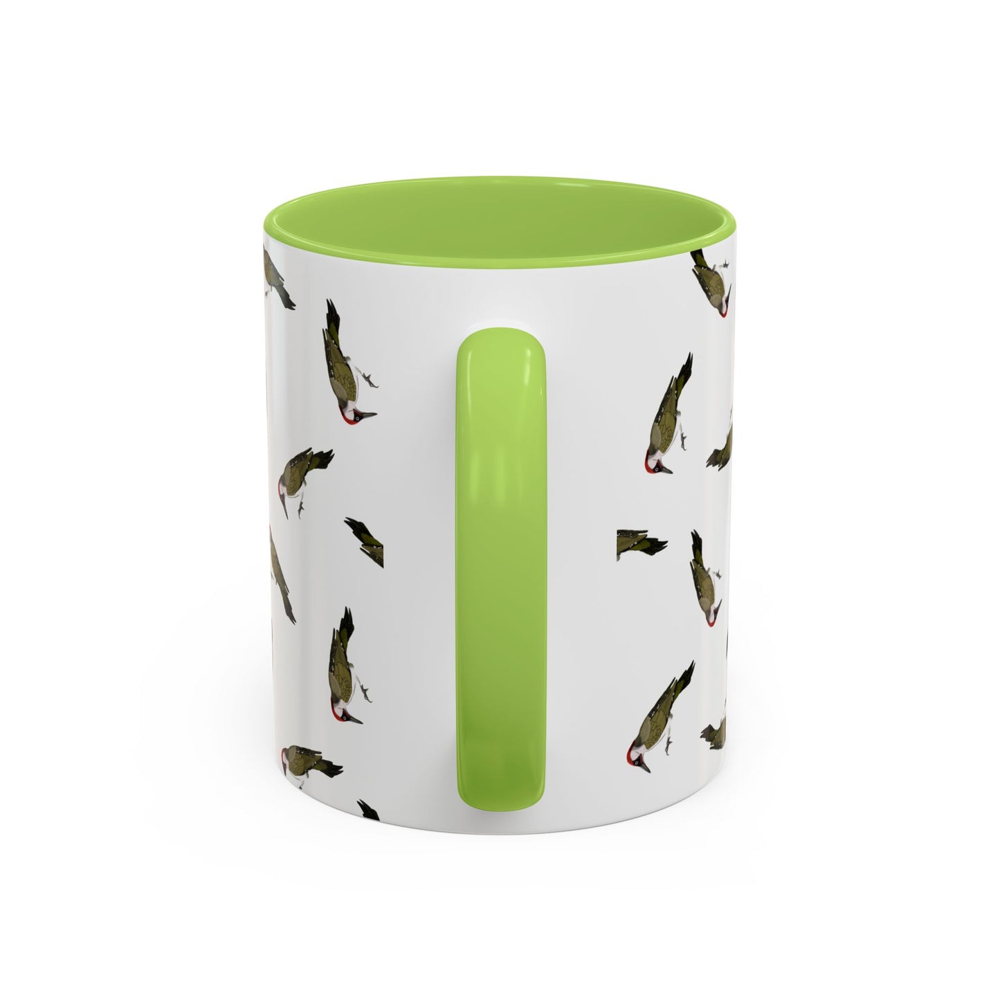 Grünspecht Tasse mit Streumuster | Vogelmotiv Kaffeebecher für Vogelbeobachter & Naturfreunde – Accent Coffee Mug, Birds Design