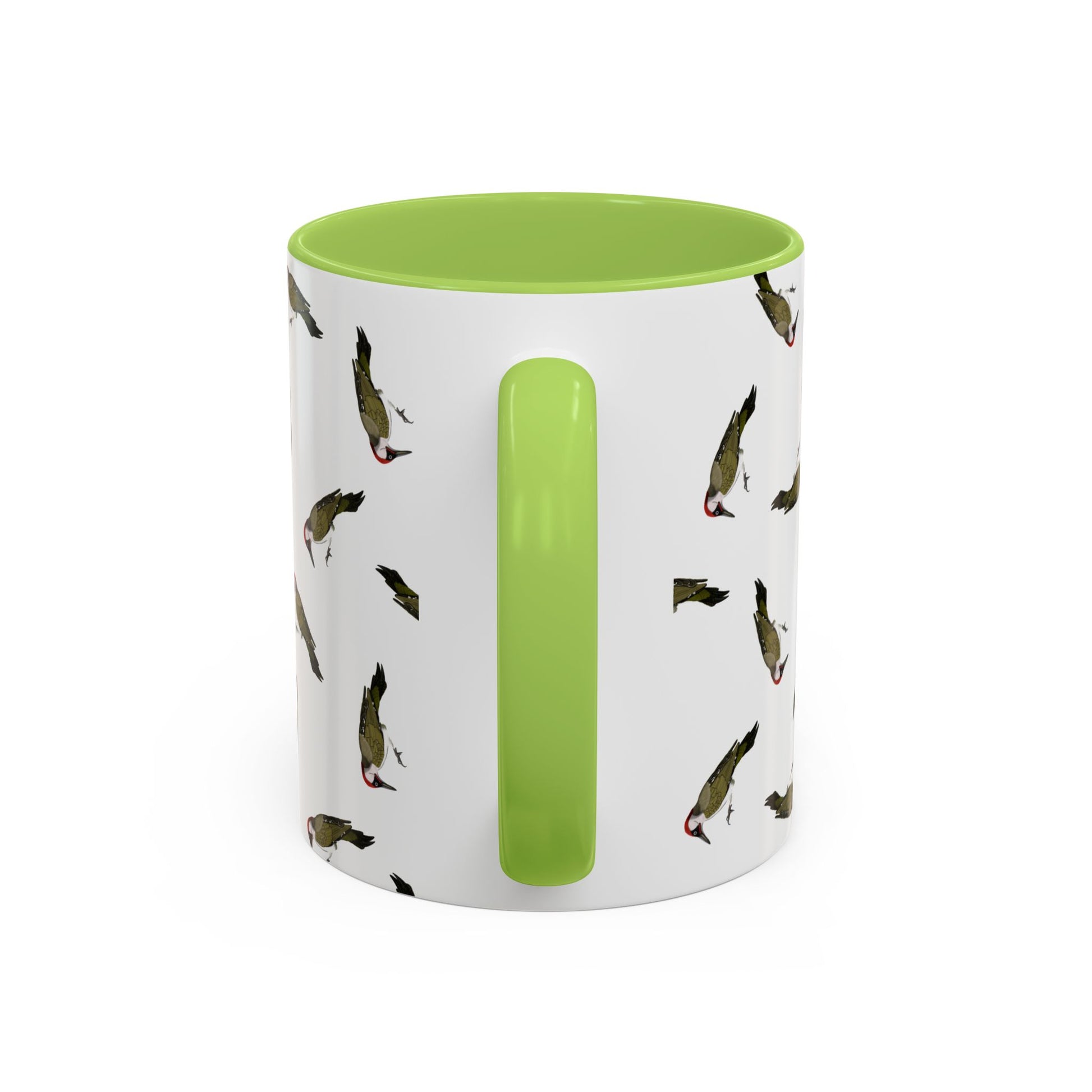 Grünspecht Tasse mit Streumuster | Vogelmotiv Kaffeebecher für Vogelbeobachter & Naturfreunde – Accent Coffee Mug, Birds Design