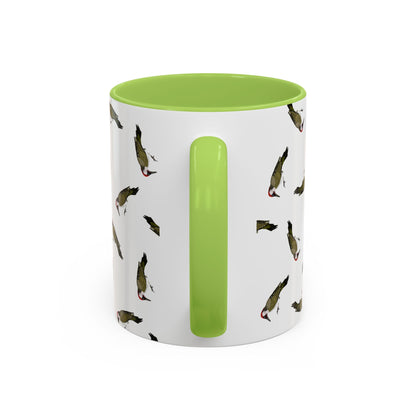 Grünspecht Tasse mit Streumuster | Vogelmotiv Kaffeebecher für Vogelbeobachter & Naturfreunde – Accent Coffee Mug, Birds Design