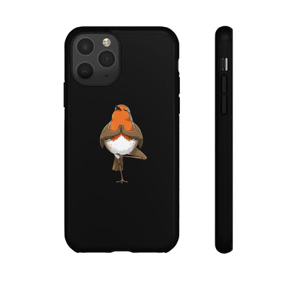 Rotkehlchen Yoga Premium Handyhülle – Doppelt Geschützt & Rundum Bedruckt Schwarz