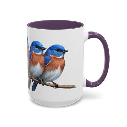 枝に止まる青い鳥を描いた陶器製バードコーヒーマグ – バードウォッチャーへのカスタムギフト