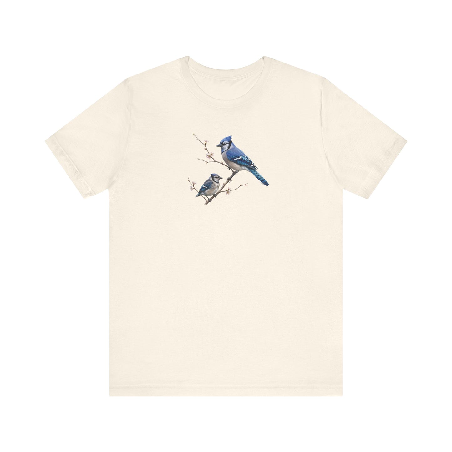 Blue Jay & Fledgling T-Shirt | Spring Blossoms Unisex Graphic Tee