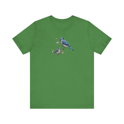 Blue Jay & Fledgling T-Shirt | Spring Blossoms Unisex Graphic Tee