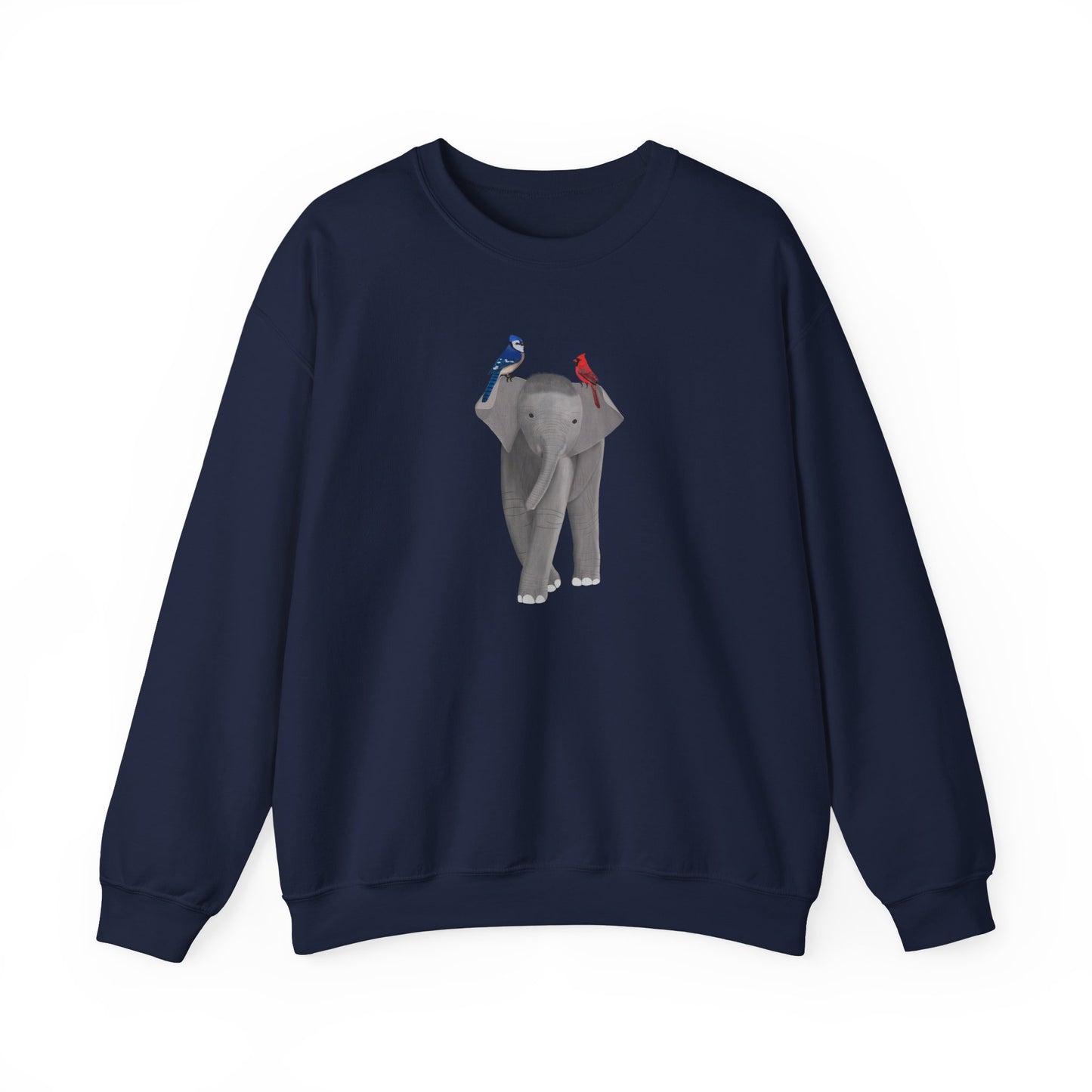 Elephant with Blue Jay Cardinal Birds Birding & Birdwatching Sweatshirt