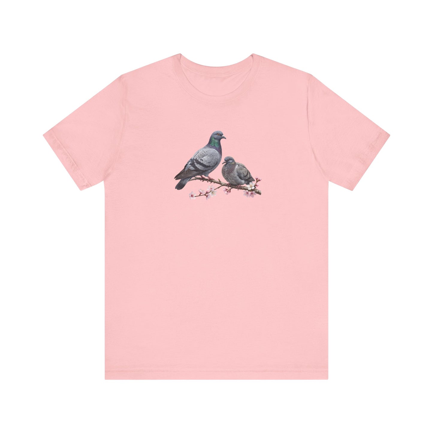Pigeon & Fledgling T-Shirt | Spring Blossoms Unisex Graphic Tee