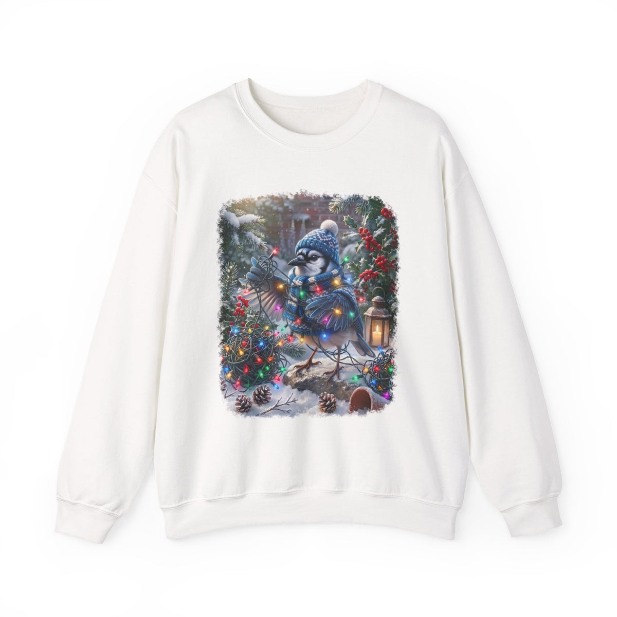 Blue Jay Christmas Sweatshirt – Tangled Lights Winter Crewneck