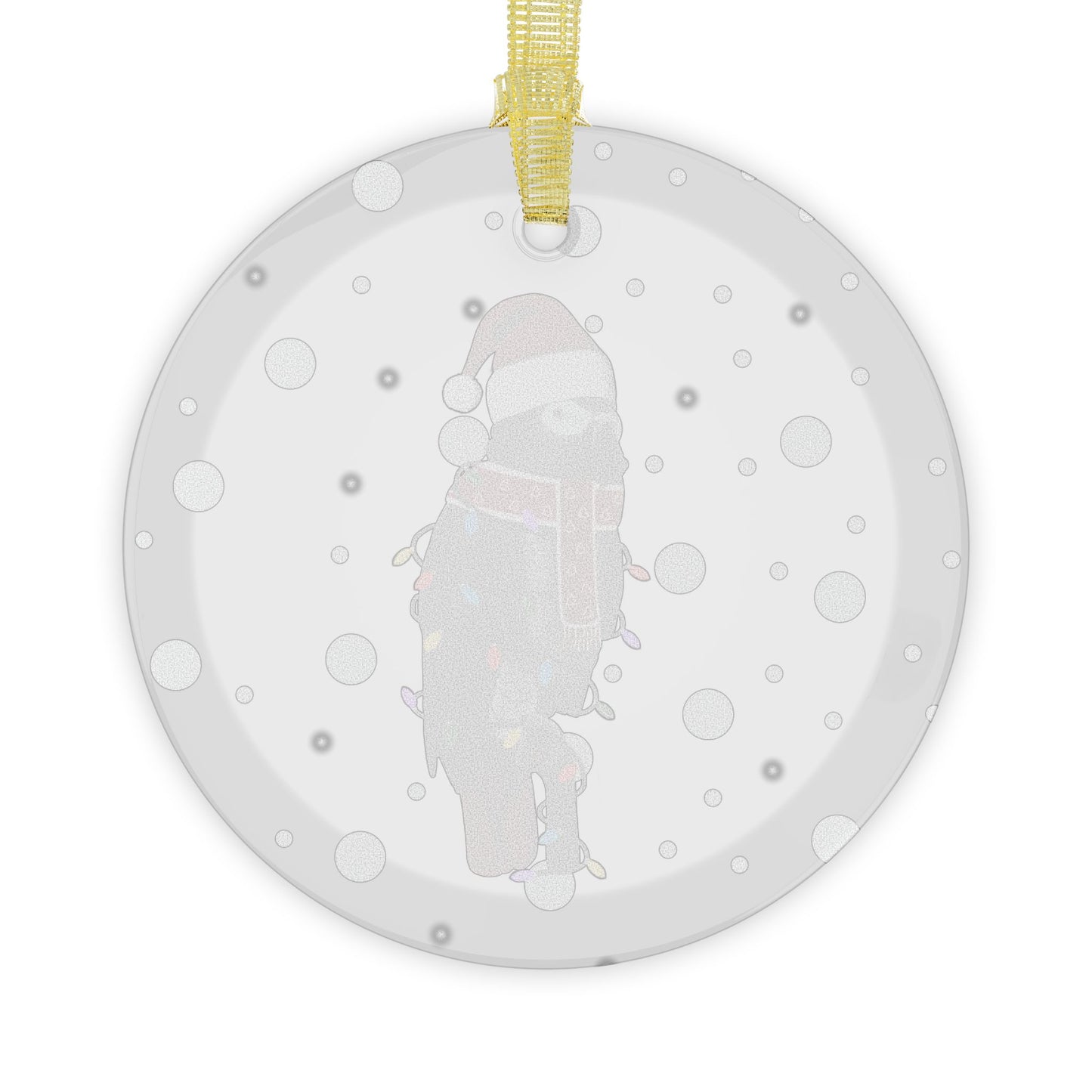 Grey Parrot as Santa Claus with Fairy Lights Christmas Glass Ornament