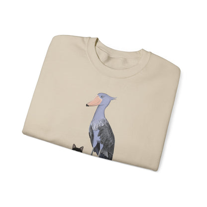 Black Cat with Shoebill Bird Cat Lover Sweatshirt