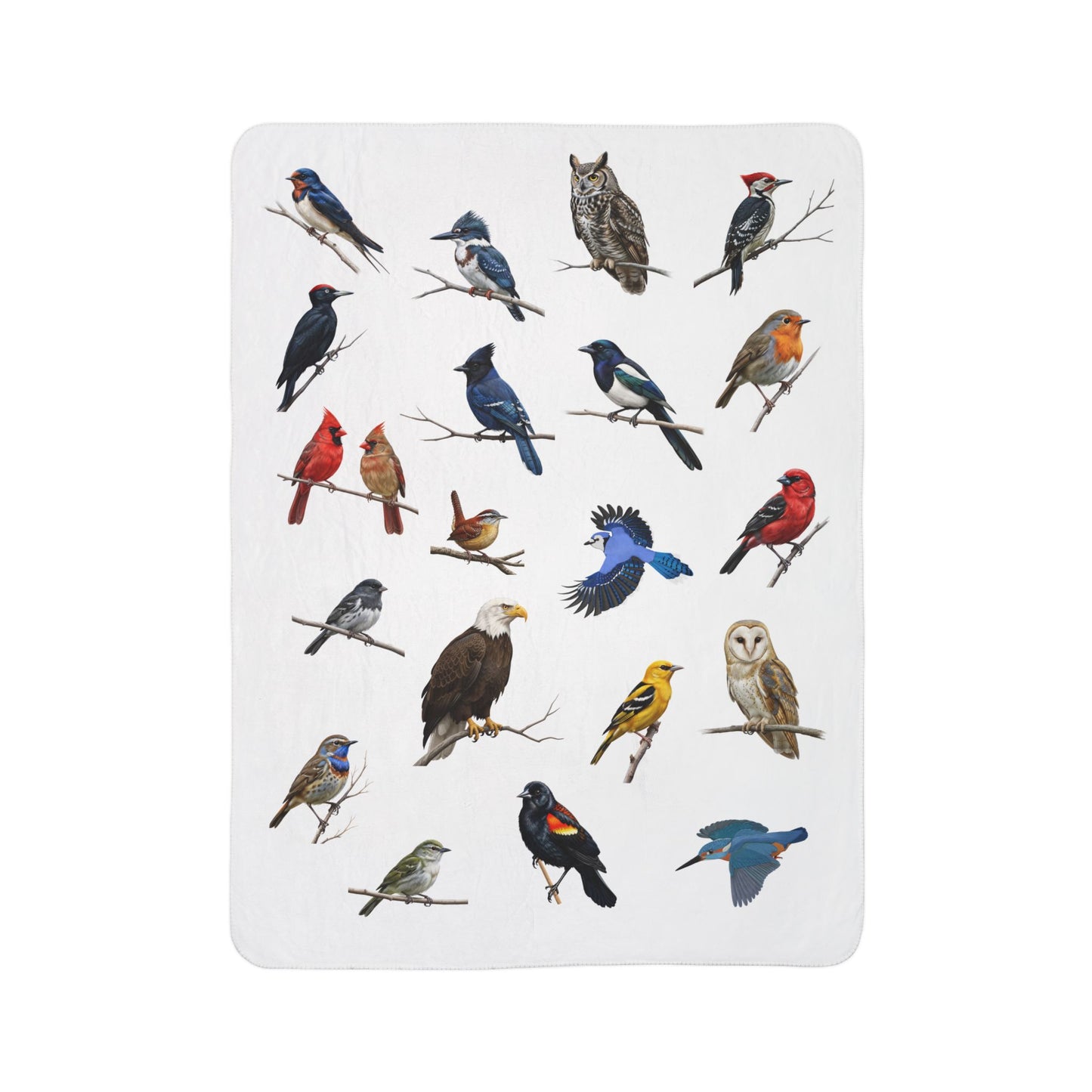 American Birds Fleece Sherpa Blanket (60"x80") - Thick, Ultra-Soft & Cozy Throw for Bird Lovers