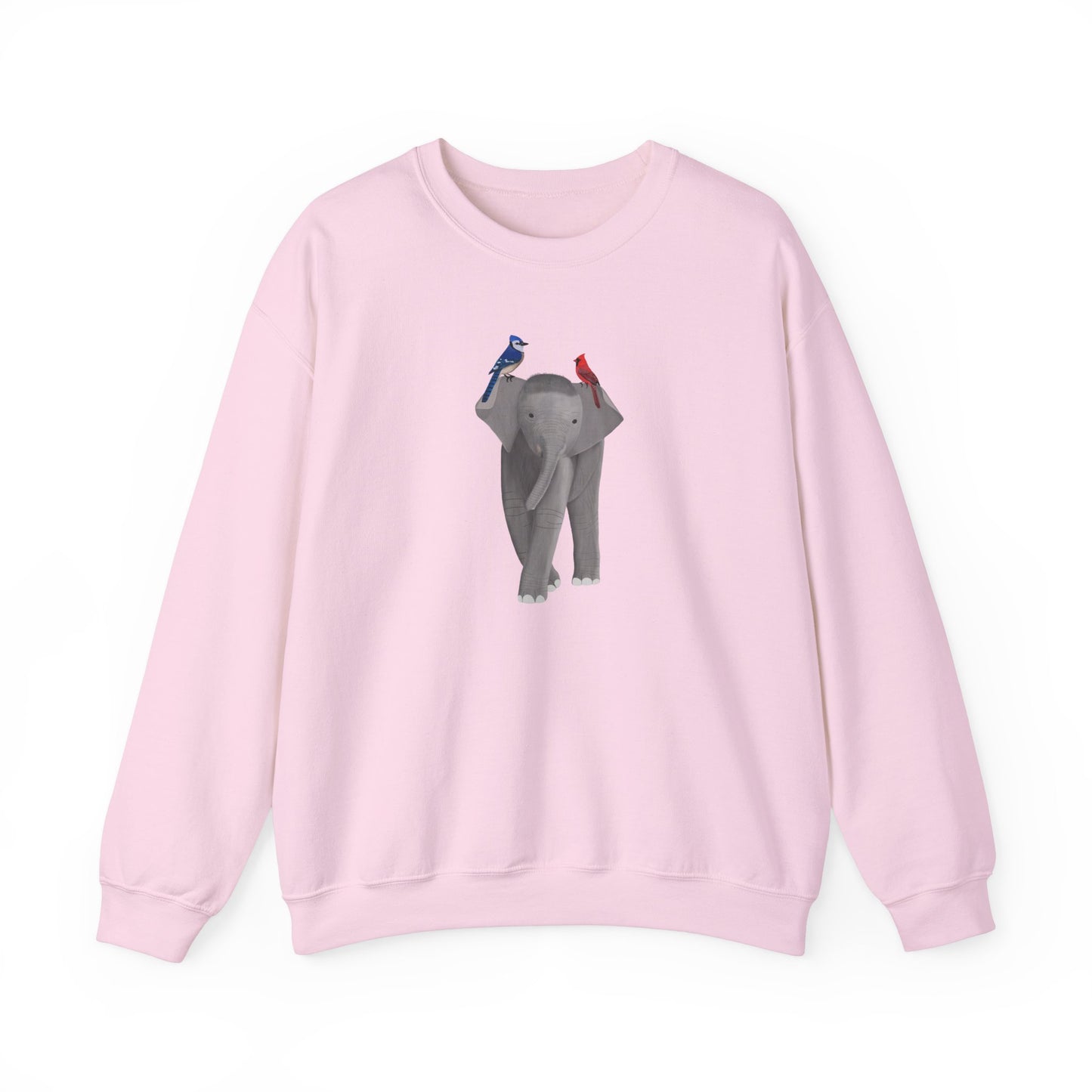 Elephant with Blue Jay Cardinal Birds Birding & Birdwatching Sweatshirt