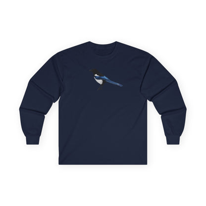 Magpie Birding & Birdwatching Bird Cotton Long Sleeve T-Shirt