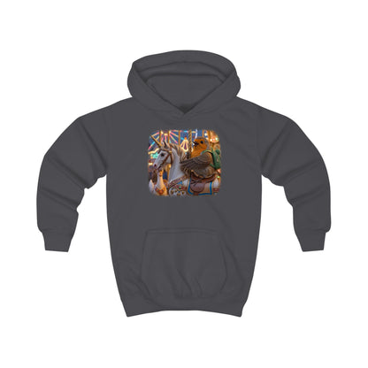 Kuscheliger Kinder Hoodie Rosi Rotkehlchen & das Karussell-Einhorn