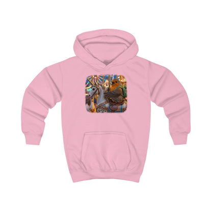 Kuscheliger Kinder Hoodie Rosi Rotkehlchen & das Karussell-Einhorn