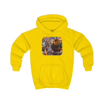 Kuscheliger Kinder Hoodie Rosi Rotkehlchen & das Karussell-Einhorn