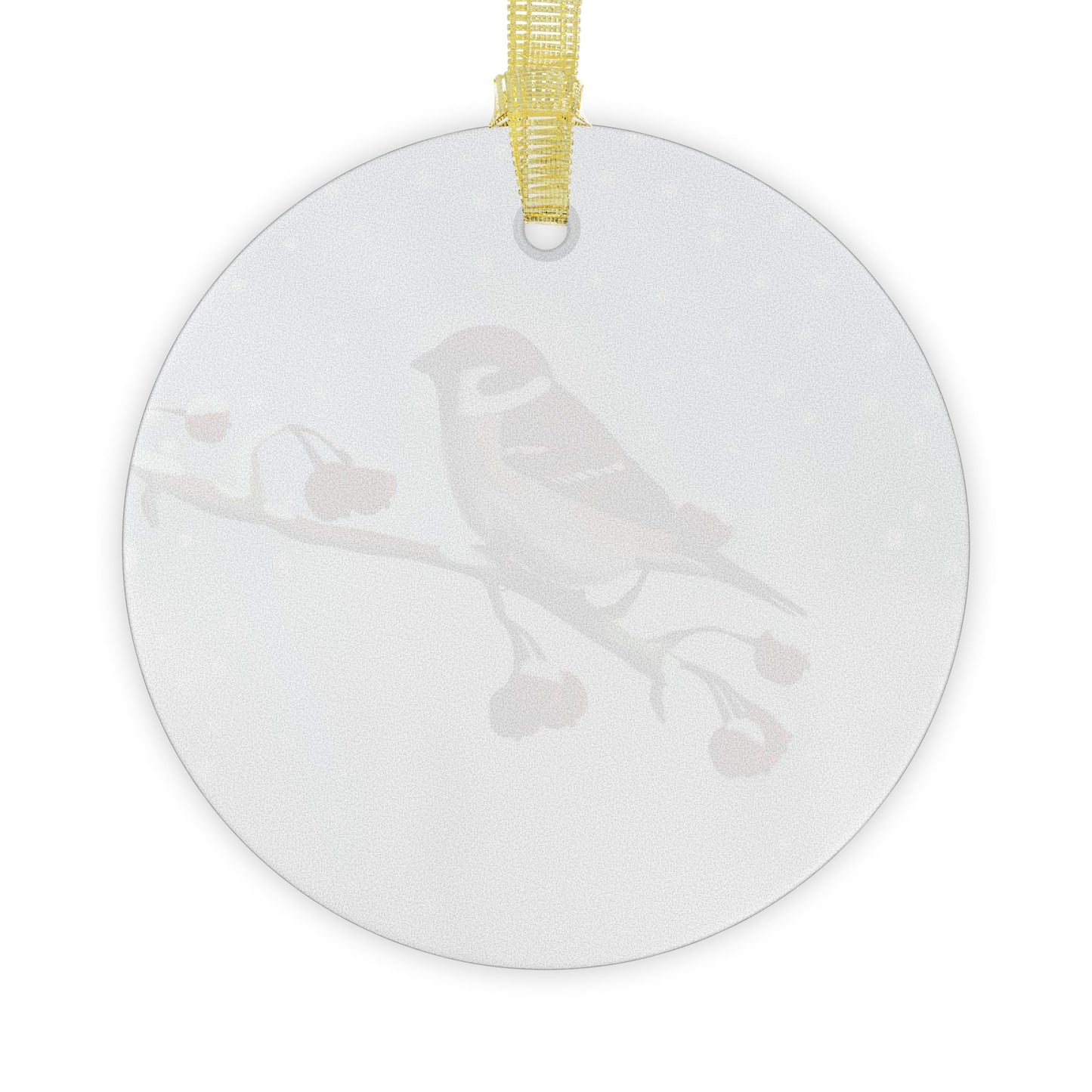 Tree Sparrow Snow Bird Christmas Glass Ornament White