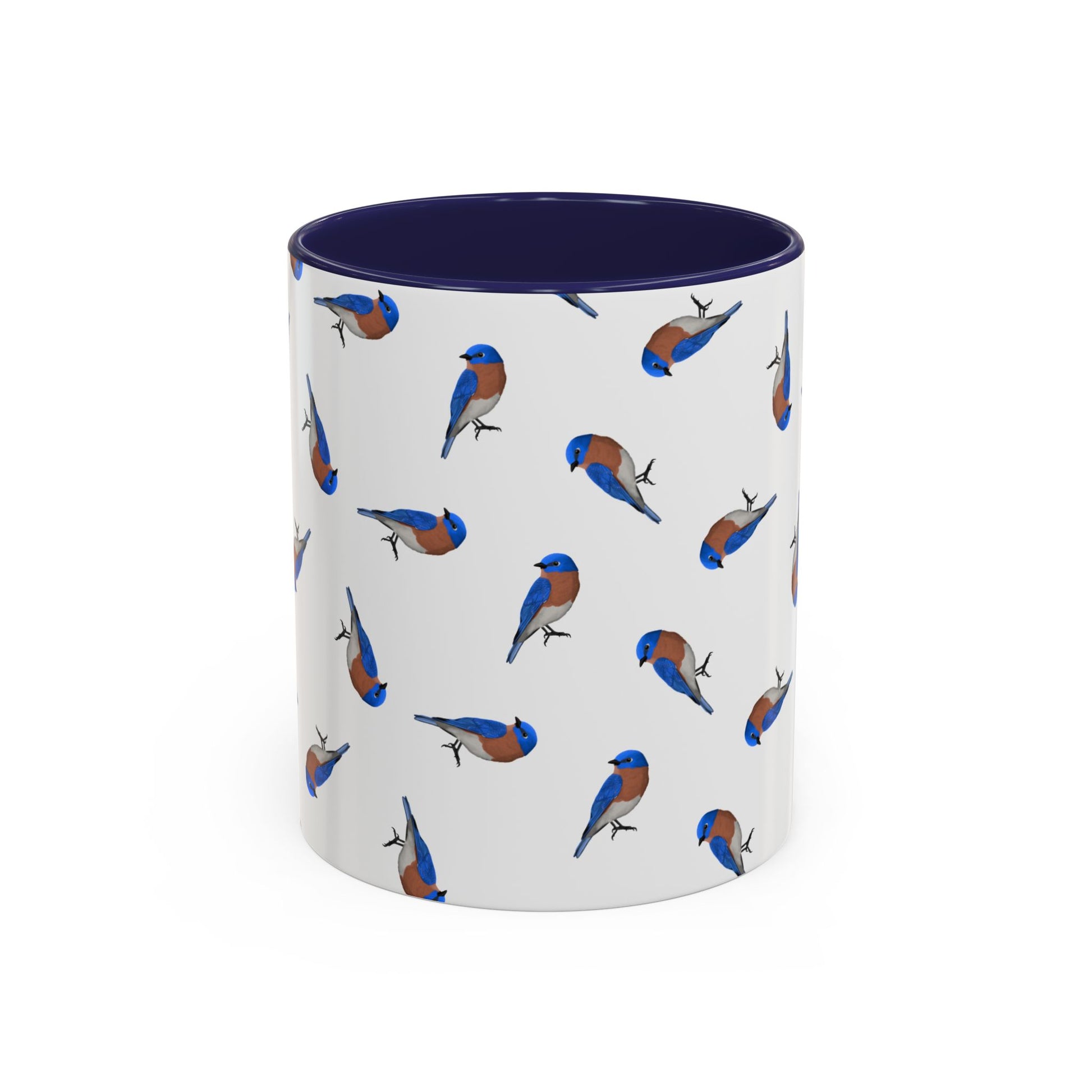 Bluebird All-Over Pattern Accent Mug | Colorful Bird Lover Gift for Birdwatchers – 11oz,