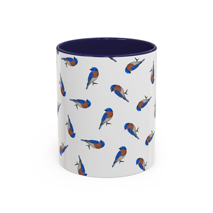 Bluebird All-Over Pattern Accent Mug | Colorful Bird Lover Gift for Birdwatchers – 11oz,