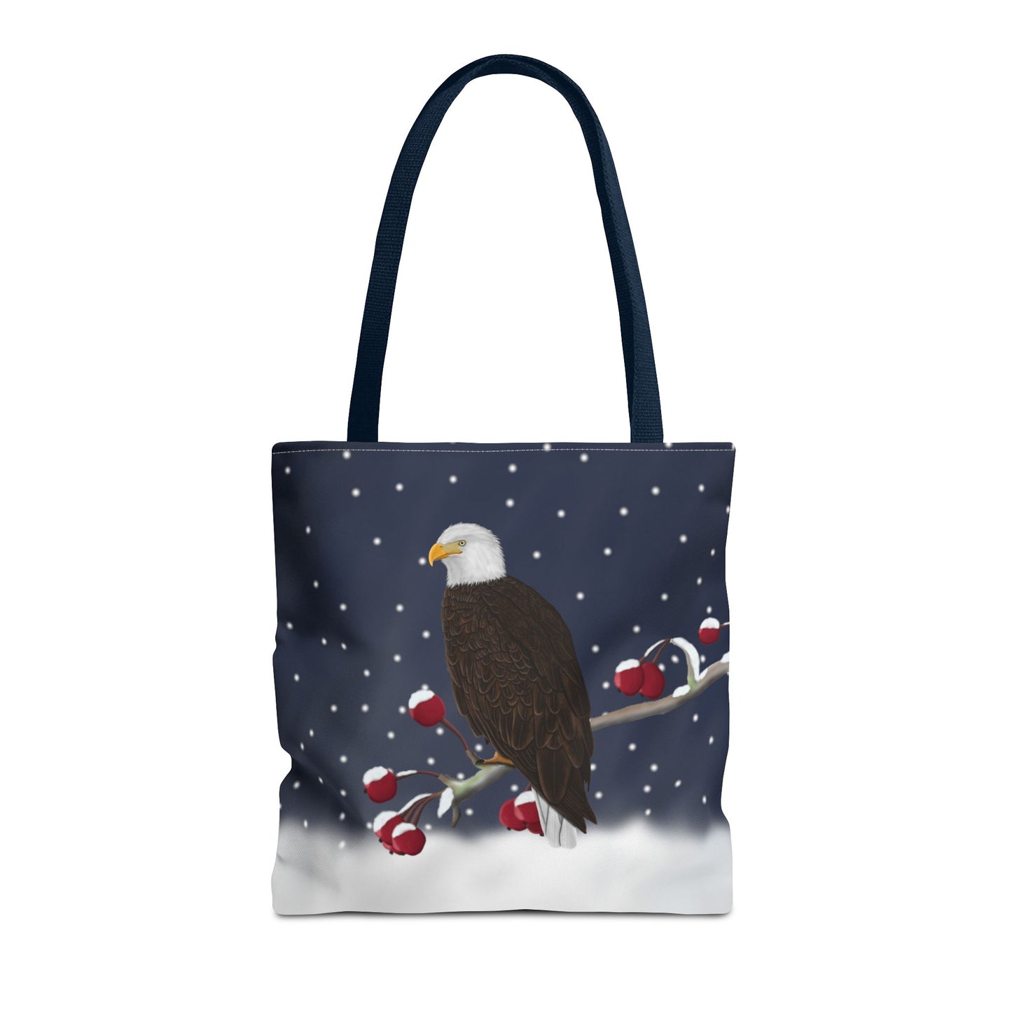 Bald Eagle on a Winter Branch Christmas Bird Tote Bag 16"x16"