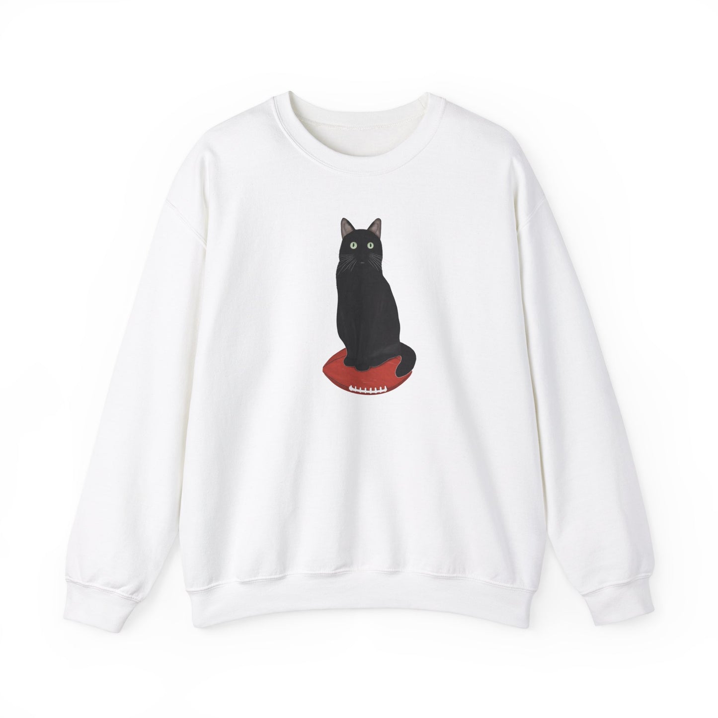 Black Cat with Football Cat Lover Sweatshirt