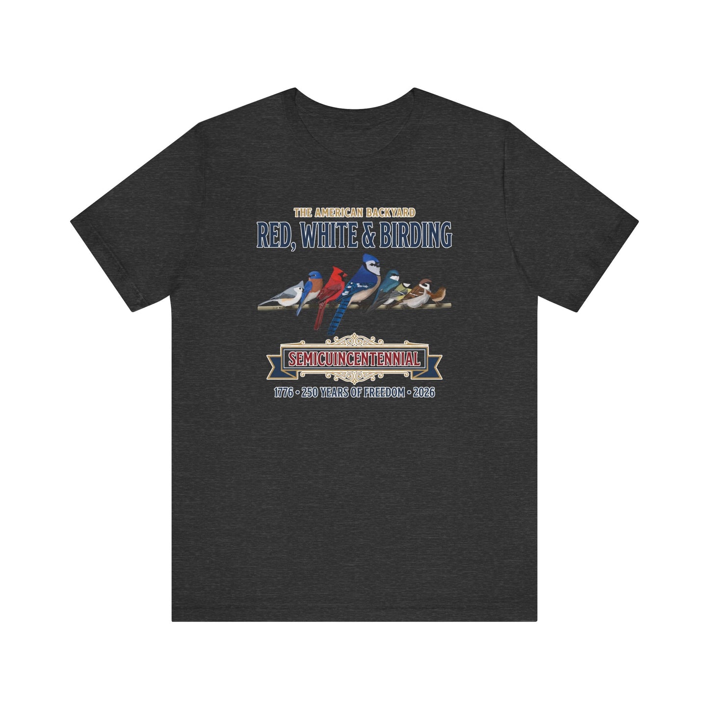 Red, White & Birding Vintage T-Shirt | US 250th Anniversary Backyard Birds