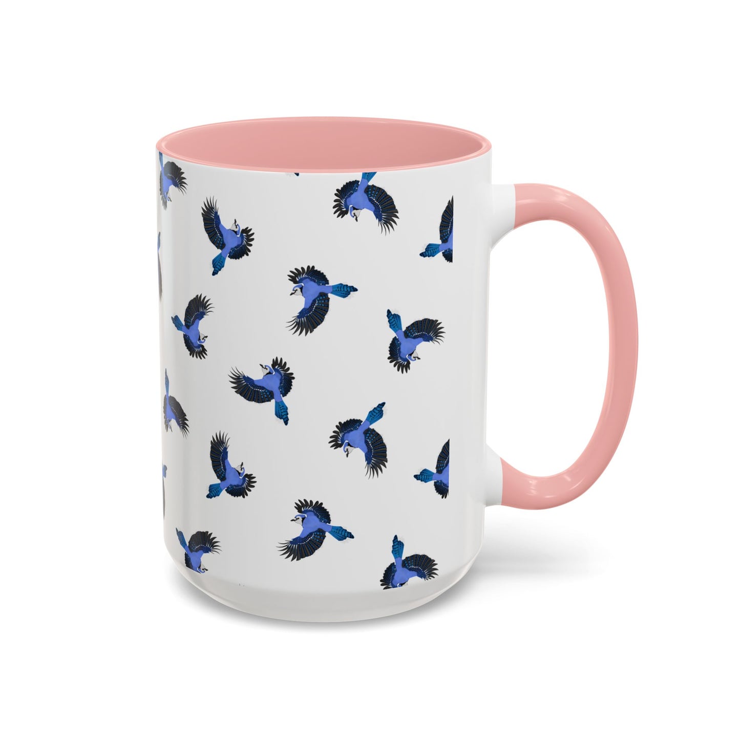Blue Jay All-Over Pattern Accent Mug | Colorful Bird Lover Gift for Birdwatchers