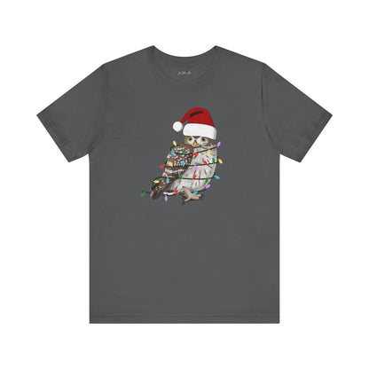 Owl with Fairy Lights Christmas Bird T-Shirt