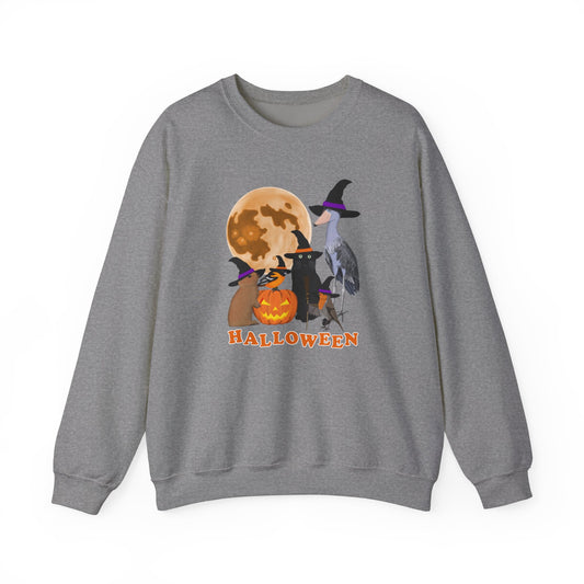 Oriole Robin Shoebill Rabbit with Cat and Bunny Halloween Bird Sweatshirt