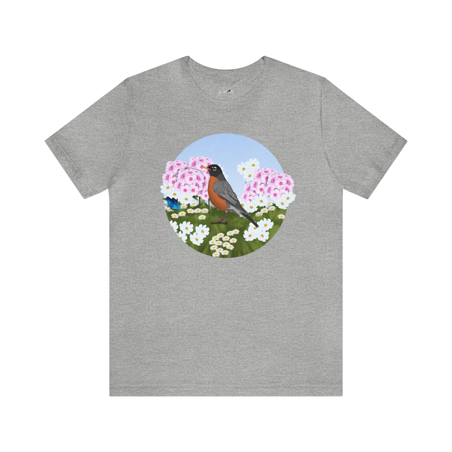 American Robin and Summer Flowers Bird Tee